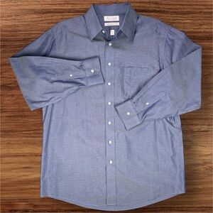 Roundtree & Yorke Gold Lable Blue Fitted Non-Iron Oxford Dress Shirt. 16/33